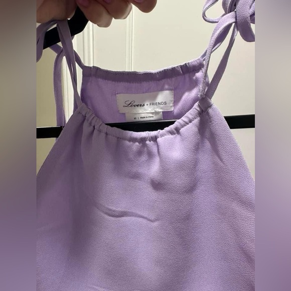 Lovers + Friends Revolve Banks Sleeveless Tie Neck Ruffle Lilac Mini Dress xs - Picture 2 of 4